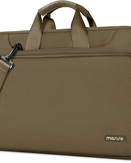 MOSISO 360 Protective Laptop Shoulder Bag Compatible with MacBook Air/Pro, 13-13.3 inch Notebook, Compatible with MacBook Pro 14 inch M5 M4 M3 M2 M1,Matching Color Sleeve with Belt, Olive Yellow