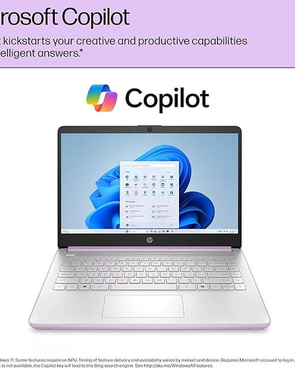 HP 14 Laptop Student Business 2025 Flagship Computer, AI Copilot, 4-Core 13th Gen Intel CPU, 16GB RAM 628GB Storage (128GB UFS+500GB Ext) 1-Yr Office 365 Long Battery HubxcelAccessory Win 11S Lavender
