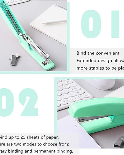 Green Desk Organizers and Accessories Office Supplies Set Stapler, Pen Holder, Phone Holder, Scissors, Pen, Ruler, 30 Paper Clips, 22 Binder Clip, 20 Tacks and 1000pcs Staples