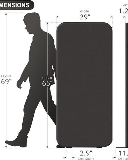 DECOLAB Room Divider Panel, Standing Privacy Partition Dividers for Office, Studio Apartment, Classroom, Home, Restaurant, Scratch Resistance, 29"x65", Iron