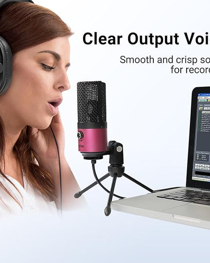 FIFINE USB Podcast Condenser Microphone Recording On Laptop, No Need Sound Card Interface and Phantom Power-K669