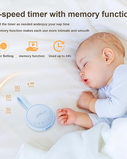 White Noise Sound Machine for Sleeping Adults & Baby, Portable Noise Machine with 24 Soothing Sounds, Bluetooth 5.1, Battery Powered, 3 Timer Settings, Memory Function for Home, Office, Travel (Blue)