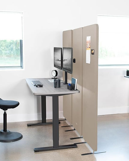 VIVO Freestanding 72 x 66 inch Privacy Panel, Cubicle Divider, Acoustic Wall Partition, x3 24 inch Panels, Beige, PP-3-T072BE