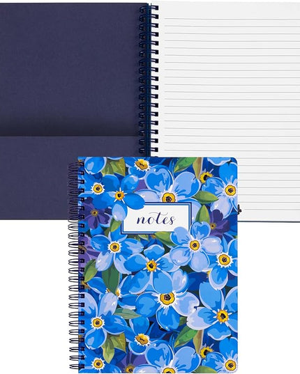 Steel Mill & Co Cute Mini Spiral Notebook, 8.25" x 6.25" Journal with Durable Hardcover and 160 Lined Pages (Forget Me Not)