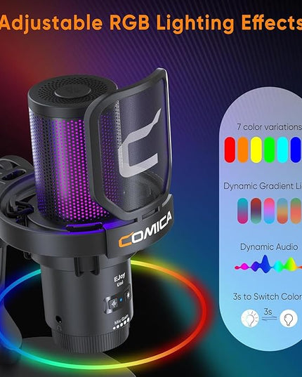 COMICA EJoy Uni USB Condenser Microphone – Computer Mic with Noise Cancellation, Mute, Gain, Monitoring – for Streaming, Podcast, Gaming, YouTube, PC, Mac, PS5, PS4 (Desktop Mic)
