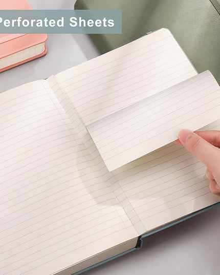 EMSHOI Notebook College Ruled - 256 Numbered Pages, 120 Gsm Thick Paper, A5 Hardcover Leather Lined Journal for Men & Women Work School Journaling Writing Diary 5.7" X 8.3"(GrayBlue)
