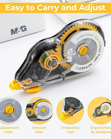 M&G 12 pack 68.9 Feet correction tape,826.8FT/ 252M in total, Correction tape bulk for Office, Note Taking, Journal,Easy to Use Applicator for Instant Corrections