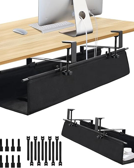 Under Desk Cable Management Tray Storage with Clamp for Wire Management Cord Organizer No Drill 28.3" for Office Home