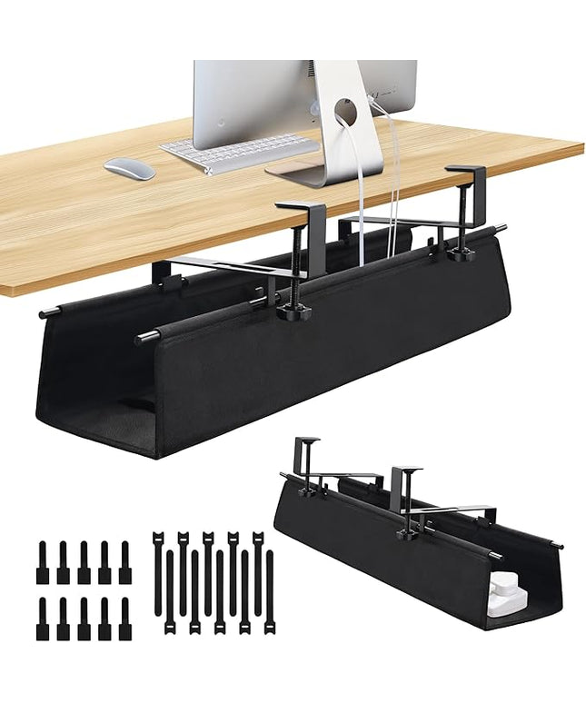 Under Desk Cable Management Tray Storage with Clamp for Wire Management Cord Organizer No Drill 28.3" for Office Home