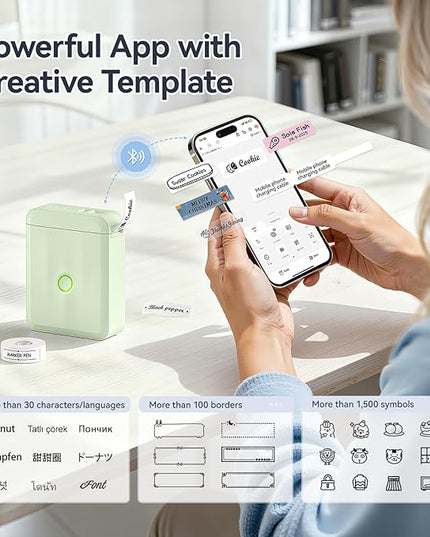 NIIMBOT D110 Upgraded Version Mini Label Maker Machine with Tape, Portable Bluetooth Thermal Printer, Sticker Labeler with Multiple Templates for Office Organization Home Kitchen School, Green