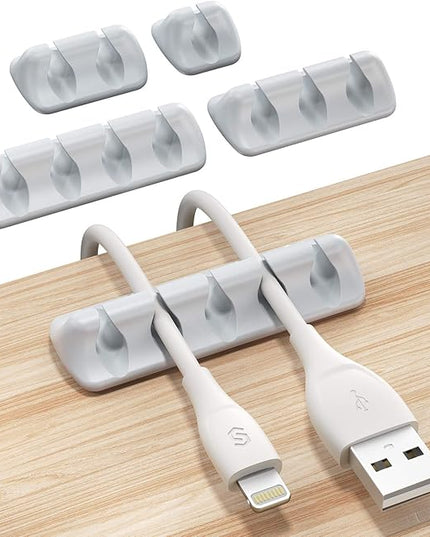 Syncwire Cable Clips, 5 Pack Gray Cord Organizer Cable Management Self Adhesive Cable Holder for Organizing Cable Cords, Ideal for Home, Office, Cubicle, Car, Nightstand, Desk Accessories