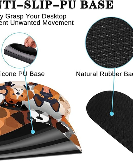 Britimes Ergonomic Mouse Pad Set with Wrist Rest Colorful Doodle Dogs Non-Slip Rubber Base Wrist Cushion Support and Coasters Mousepad with Wrist Support for Computer Keyboard and Desk