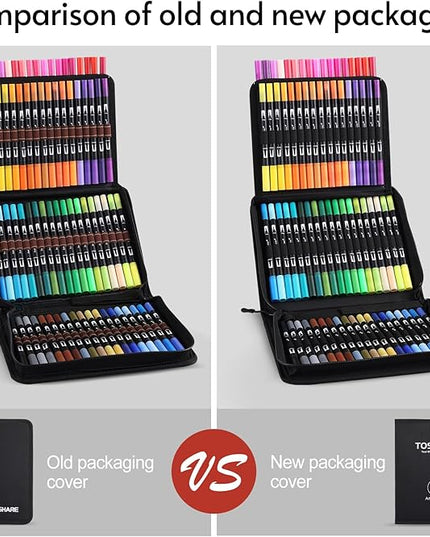 Art Markers Pens Dual Tip Coloring Markers Set with Brush & Fine Nib for Adult Coloring Book Christmas Gifts Professional Calligraphy & Drawing Art Supplies Kit for Adults (72 Colors)