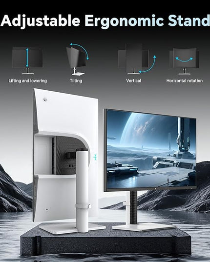 KTC Gaming Monitor 27 Inch | 2K@200Hz (OC 210Hz) | Built-in Speakers | Fast IPS Panel | 1ms Response Time (MPRT) | 450 cd/㎡ Brightness, HDR400 | Adaptive Sync | 131% sRGB, 97% DCI-P3, ΔE＜2 | White