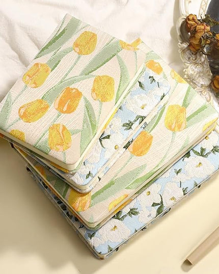 Pocket Notebook, A6, 4x6, Small Embroidered Journal, Cute Notebook, Lay Flat, Hardcover, Lined Notebook & Sketchbook, Note Taking Notebook, Beautiful Journal for Women, Tulip Flower