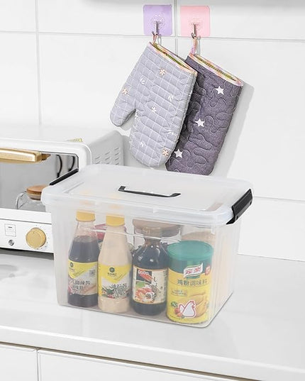 12 Quart Plastic Storage Latch Box with Handle, Plastic Bin with Lid, 6 Pack