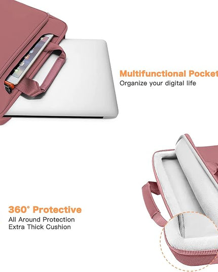 MOSISO 360 Protective Laptop Shoulder Bag Compatible with MacBook Air/Pro, 13-13.3 inch Notebook, Compatible with MacBook Pro 14 inch M5 M4 M3 M2 M1,Matching Color Sleeve with Belt, Dusty Rose