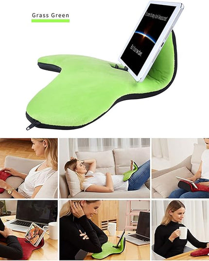 OKATOPGEAKO Multi-Angle Soft Pillow Lap Stand for Tablets, iPads, Mobile Phones, eReaders, Books, Magazines, Fits Upto 12.9" Pad(Grass-Green)