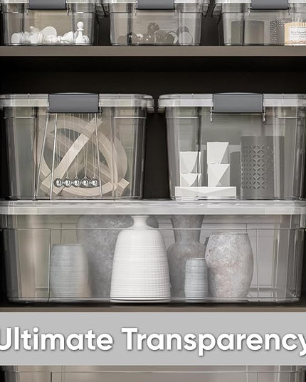 Superio Storage Bins with Lids- 6 Pack, 6.6 Qt Clear Boxes for Organizing, Stackable Plastic Containers- BPA Free, Non-Toxic, Odor Free, Organizer for Home, Office, Dorm
