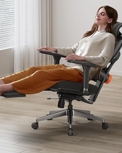 Newtral Office Chair Ergonomic - Home Office Desk Chair, Big and Tall Office Chair, Auto-Following Lumbar Support for Back Pain, Adjustable Seat Depth and Height (with Footrest, Black)