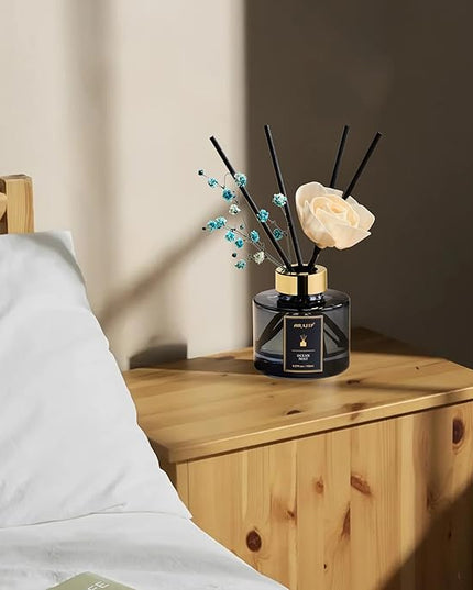 Airkeep Flower Reed Diffusers Set, 5.07 oz Ocean Mist Scented Oil Diffuser with 8 Reed Sticks, Home Fragrance Diffuser Gift Set for Bathroom & Office Decor 150ml