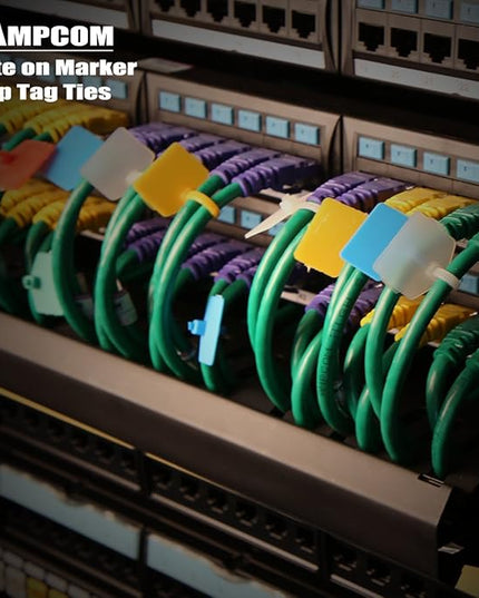 AMPCOM Nylon Cable Zip Ties with Marker, Self-Locking Written-on Cable Mark Ties 4.72 in - 5 Colors/ 100PCS