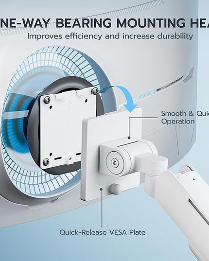 ARES WING Dual Monitor Mount for 17-49 Inch Ultrawide Heavy Duty Curved Screen, Computer Monitor Arm Desk Mount, Gas Spring Adjustable Dual Monitor Stand for Desk, White