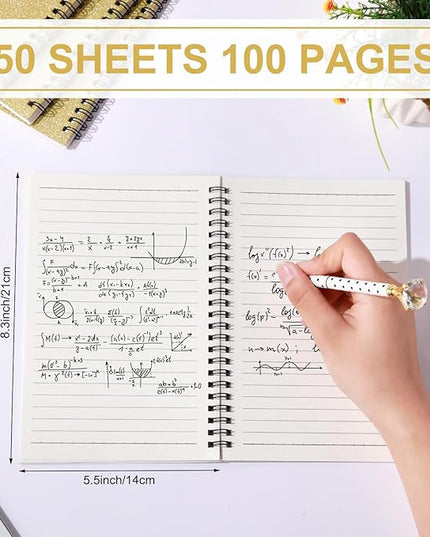 Yahenda Spiral Notebook Bulk A5 Journal Lined 8.3'' x 5.5'' Writing Composition Paper Small Notepad Subject Notebook for Students Office Business Back to School Supplies(Light Gold,6 Pcs)