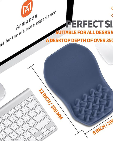 Ergonomic Slope Mouse Pad Wrist Support, Wrist Rest Mousepad for Carpal Tunnel Pain Relief with Massage Bulge and Slow Rebound Memory Foam (12x8 inch, Deep Blue)