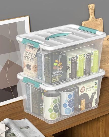 Xyskin 6 Pack 14 Quart Stackable Plastic Storage Bins with Lids and Latching Buckles, Storage Latch Box/Bins, Clear