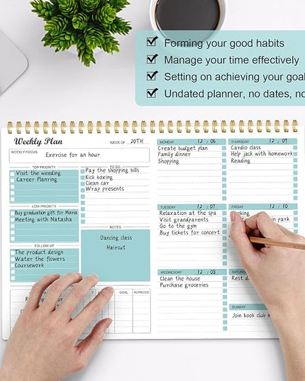 Weekly Planner Notepad Undated Weekly Goals Schedule Planner To Do List Notebook Planning Pad Calendars Organizers Habit Tracker Journal for Man & Women,52 Weeks (8.5x11")