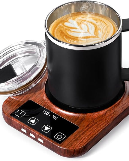 Coffee Mug Warmer and Mug Set with Automatic Timer Coffee Mug Warmer and 16 oz. Mug for Hot Coffee, Milk Tea, Water, Cocoa, etc. for Corporate/Home Office use.R1 Woodgrain Finish.
