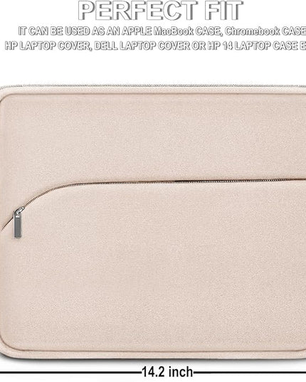 Laptop Sleeve 14 inch, Slim Portable Monitor Protective Cover with Front Pocket, Traveling Carrying Laptop Case Compatible for MacBook Air/Pro, HP, Dell, Lenovo, Acer, Light Pink