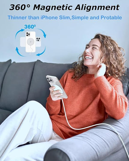 Wireless Charger,[Apple MFi Certified]15W Magnetic Charger 2Pack 3FT Magnetic Charge Pad with USB C Port PD Block Fast Charging Wireless Charge for iPhone Air/17 Pro Max/16 Pro/16 Plus/16e/15/14/13/12