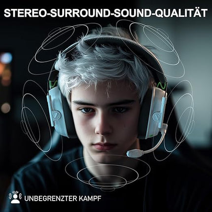 Wireless Gaming Headset for PS5, PS4, PC, Switch, Mac, Phone, 2.4GHz Gaming Headphones with 50mm Drivers, 3D Surround Sound, ENC Noise Cancelling Mic, Cool RGB Light, 50-Hour Gametime