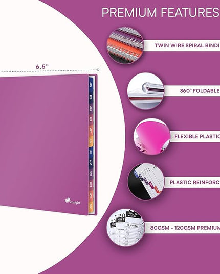 Ensight 2026 Appointment Book and Planner 6.5" x 8.5" Large Hourly Weekly Daily Schedule Book with Tabs, 30 Minute Time Slots, Magenta Calendar Organizer Jan 2026–Dec 2026 Appointment Planner - Magenta