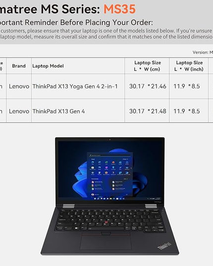 Smatree MS35 Hard EVA Protective Sleeve Case with Stand Compatible for 13 inch Lenovo ThinkPad X13 Yoga Gen 4 2-in-1 Laptop/ThinkPad X13 Gen 4 Notebook Bag