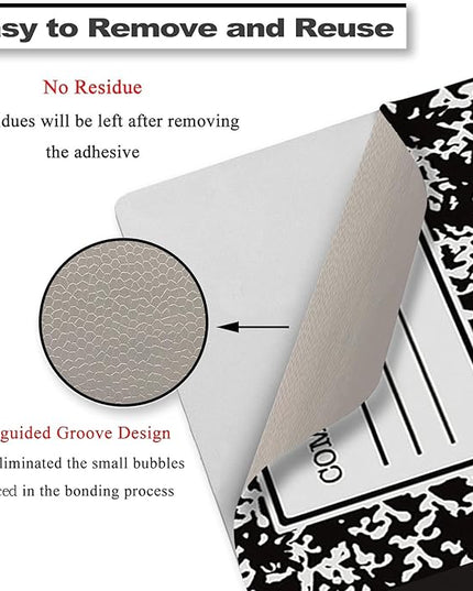 Laptop Skin Sticker Decal,12" 13" 13.3" 14" 15" 15.4" 15.6 inch Laptop Vinyl Skin Sticker Cover Art Protector Notebook PC (2 Wrist Pad Skins Included), Decorative Waterproof, Black Composition Book