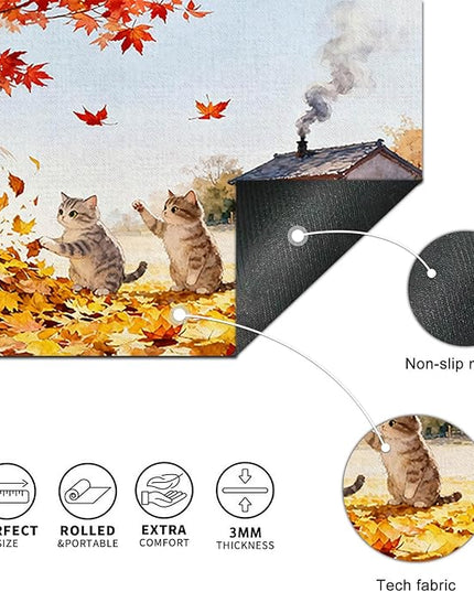 Cat XL Mouse Pad 31.5 x 11.8 Inch Gaming Mousepad Diatomite Large Keyboard Mouse Pad for Home and Office Desk Accessories with Autumn Leaves Kittens Illustration Featuring Stable Base