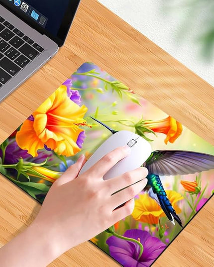 Hummingbird Flowers Square Mouse pad, Texture, Waterproof, Anti Slip Rubber Base, Computer Mouse pad, Laptop Mouse pad