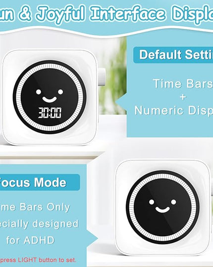 Visual Timer, 99 Minute Digital Kitchen Desk Timer for Office Supplies Home Productivity Management Tool Countdown Count Up, White