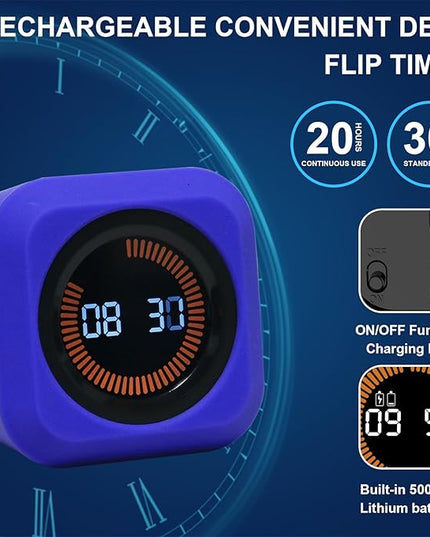 FCXJTU Rotating Cube Pomodoro Visual Timer 5, 25, 10 50 Minutes Preset, Rechargeable Desk Productivity Flip Custom Countdown Timer w/Silicone Cover, Silent Mode for ADHD Study, Work, School(Orange)