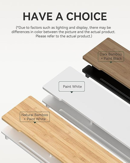 Monitor Stand Dual Monitor Stand Riser for Desk,Wood Desk Shelf Storage Organizer with Phone Tablet Holder (42.5 Inch, Black & Dark Bamboo)