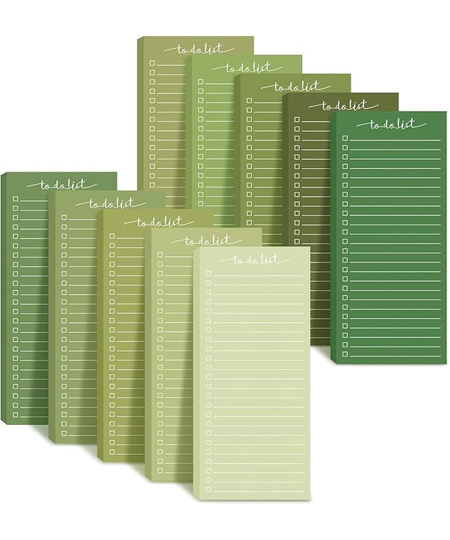 Censen 10 Pack 500 Sheets To Do List Notes Daily Checklist Notepads with 50 Sheets Each Undated Color Memo Pad Block Shopping List Pad Weekly Plan Notepad Organizer Planners(Gradient Green,Lined)