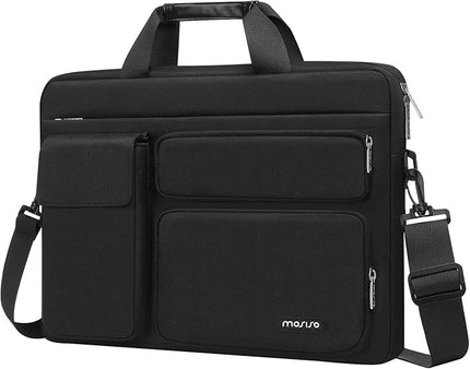MOSISO Laptop Shoulder Bag 13 inch, 13 inch Computer Bag Compatible with MacBook Air M4 M3 M2 M1 2025-2018/Pro M2 M1 2025-2016 with 2 Raised&1 Flapover&1 Horizontal Pocket&Handle&Belt, Black