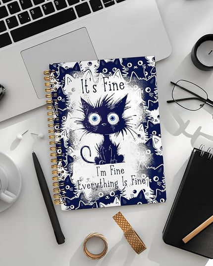 LIANGW Navy Blue Cat Journal Notebook for Teen Girls & Women, Funny Gifts for People Who Love Cats, Cat Lover Gifts for Women Men, Cute Notebooks for School Supplies, cat notepad 5.5x8.3 Inch