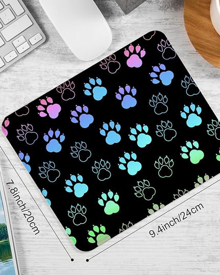Dog Paw Square Mouse Pad,Non-Slip Rubber Base Mouse Pad,Home Office Decoration Desktop Accessory,Laptop Mouse Pad for Office Laptops,9.4x7.8x0.12inch 3