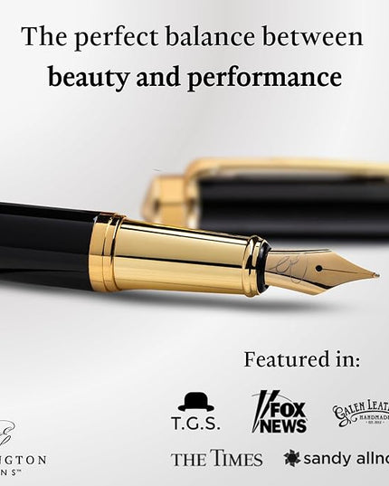 Ellington Pens Luxury Fountain Pen Set- Smooth Medium Nib- Includes 3 Ink Cartridges, Refillable Ink Converter, Gift Box -Fountain Pens For Writing, Calligraphy, Journaling, Sketching (Noble Heritage)
