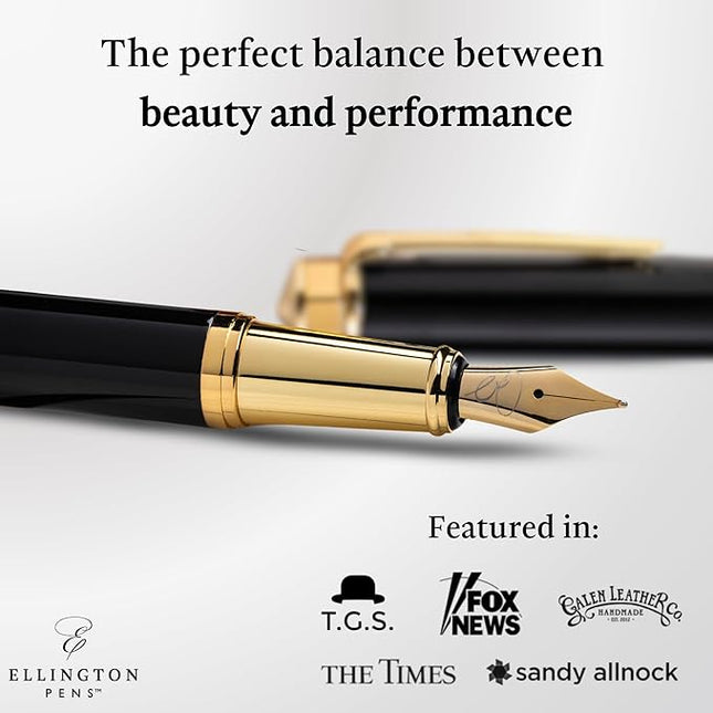 Ellington Pens Luxury Fountain Pen Set- Extra Fine Nib- Includes 3 Ink Cartridges, Refillable Ink Converter, Gift Box -Fountain Pens For Writing, Calligraphy, Journaling, Sketching (Noble Heritage)