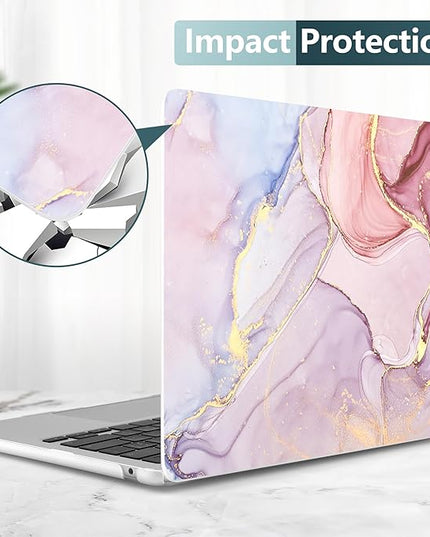 DONGKE for M4 MacBook Air 13.6 Inch Case 2025 2024 2023 2022 Model A3240 A3113 A2681 M3 M2 Chip, Plastic Hard Shell Case Cover with Touch ID for MacBook Air 13 Inch M4 - Pink Marble